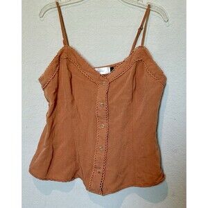 Fox&gray  Crochet Orange  Tank Top Size Large 100% Cotton
